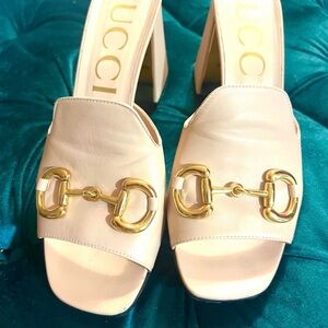 Gucci Women's Beige Leather Mules